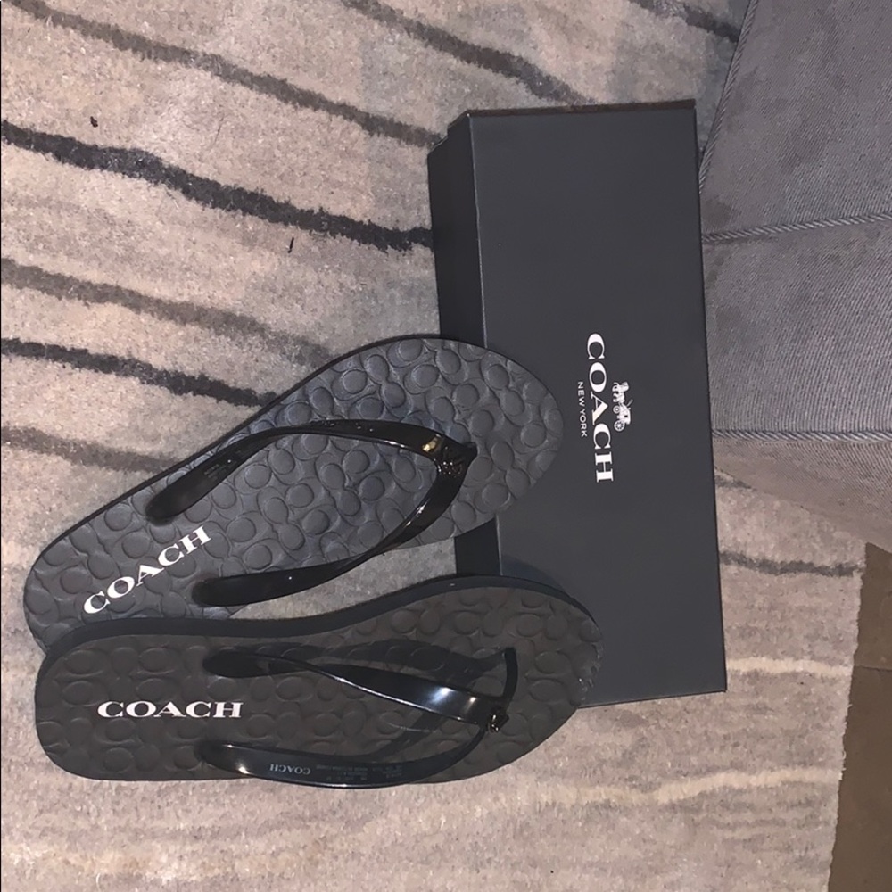 coach abbigail rubber black flip flops